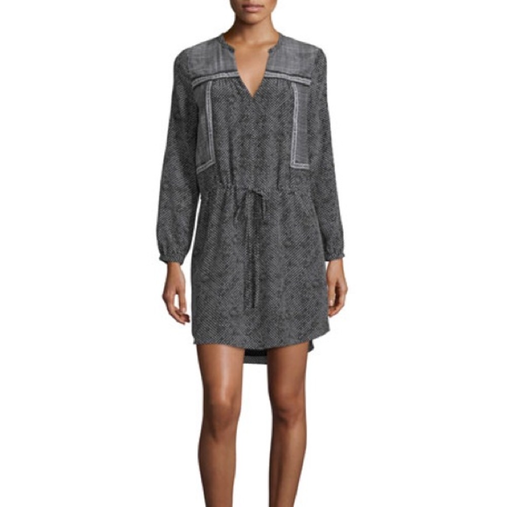 Rebecca Taylor Silk Patchwork Tie Front Dress 8